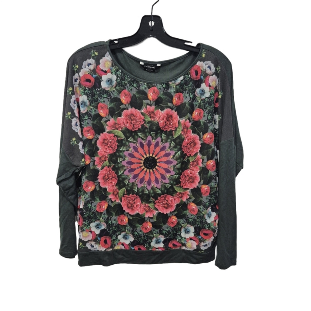 Desigual Niko Mesh Floral Printed Dolman Top